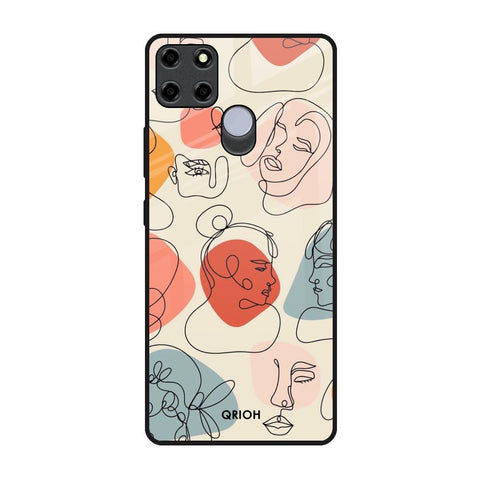Abstract Faces Realme C12 Glass Back Cover Online