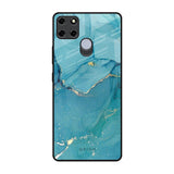 Blue Golden Glitter Realme C12 Glass Back Cover Online