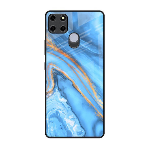 Vibrant Blue Marble Realme C12 Glass Back Cover Online