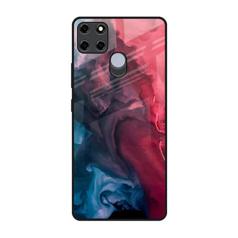 Blue & Red Smoke Realme C12 Glass Back Cover Online