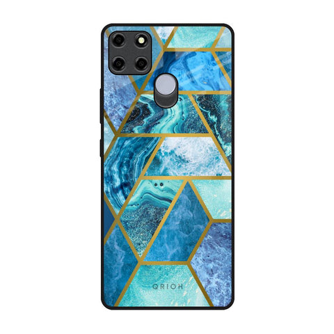 Turquoise Geometrical Marble Realme C12 Glass Back Cover Online