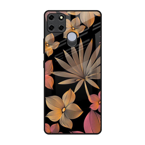 Lines Pattern Flowers Realme C12 Glass Back Cover Online