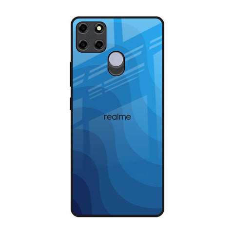 Blue Wave Abstract Realme C12 Glass Back Cover Online
