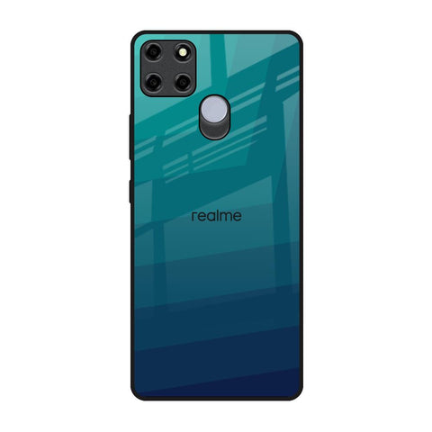 Green Triangle Pattern Realme C12 Glass Back Cover Online