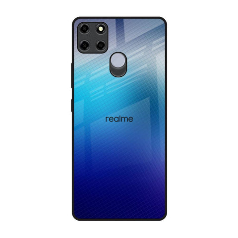 Blue Rhombus Pattern Realme C12 Glass Back Cover Online