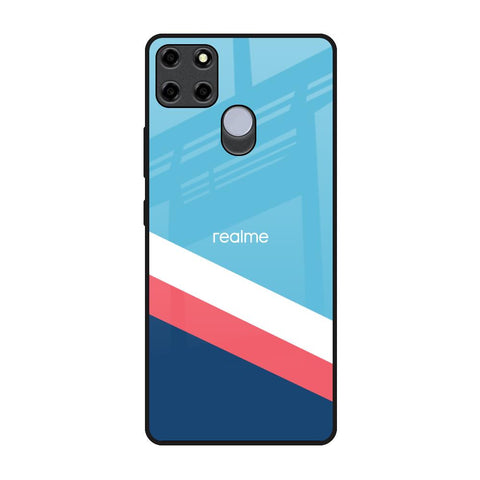 Pink & White Stripes Realme C12 Glass Back Cover Online