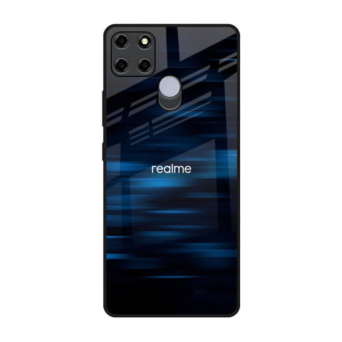 Blue Rough Abstract Realme C12 Glass Back Cover Online