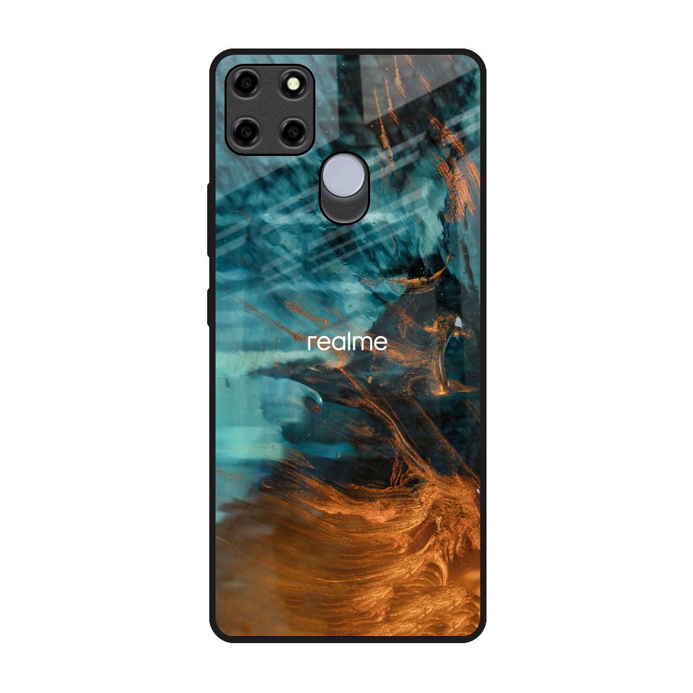Golden Splash Realme C12 Glass Back Cover Online