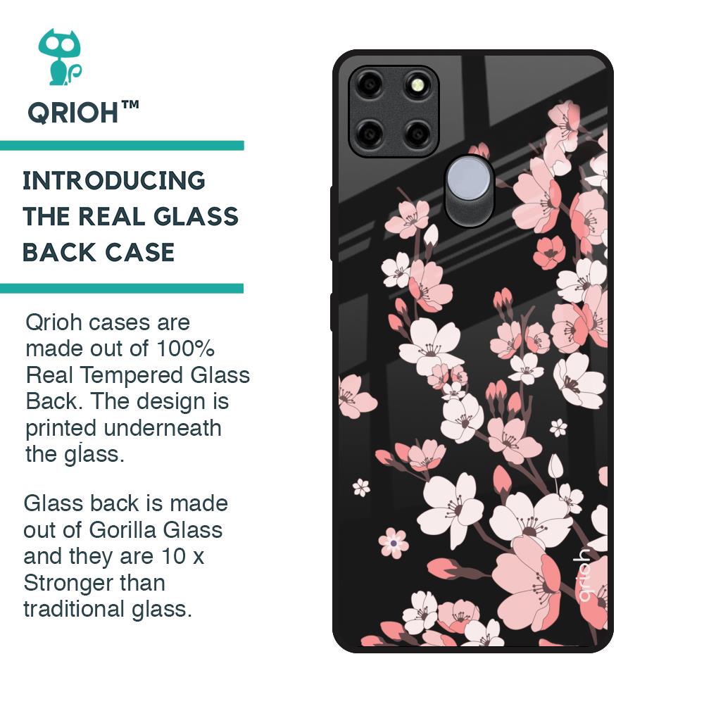Black Cherry Blossom Glass Case for Realme C12