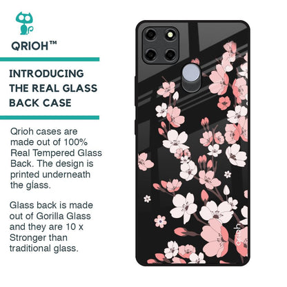 Black Cherry Blossom Glass Case for Realme C12