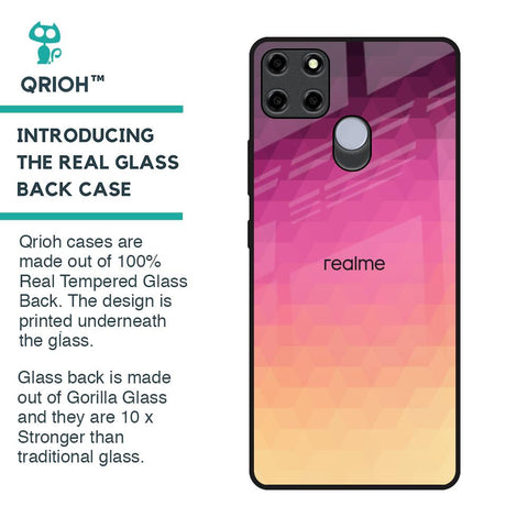Geometric Pink Diamond Glass Case for Realme C12 - Main Image