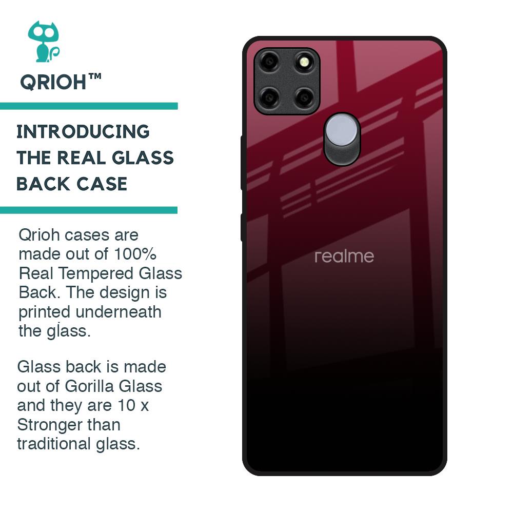Wine Red Glass Case For Realme C12