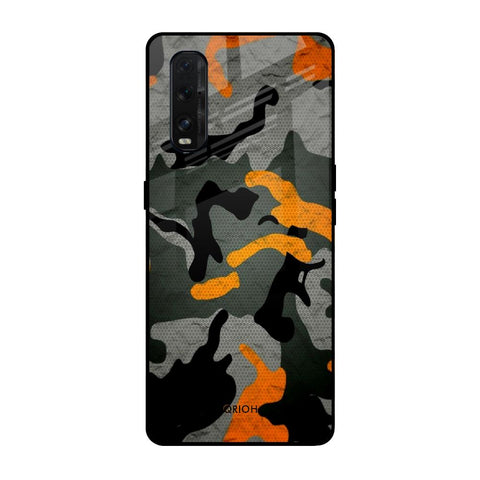 Camouflage Orange Oppo Find X2 Glass Back Cover Online