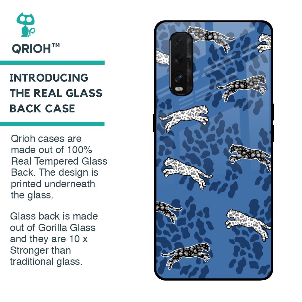 Blue Cheetah Glass Case for Oppo Find X2