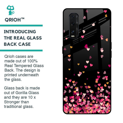 Heart Rain Fall Glass Case For Oppo Find X2