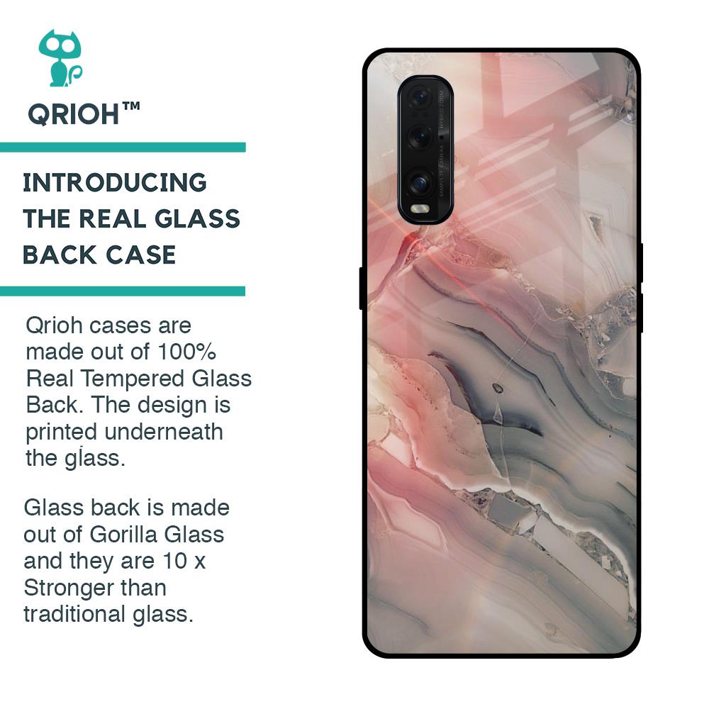 Pink And Grey Marble Glass Case For Oppo Find X2