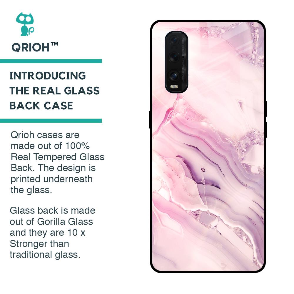 Diamond Pink Gradient Glass Case For Oppo Find X2