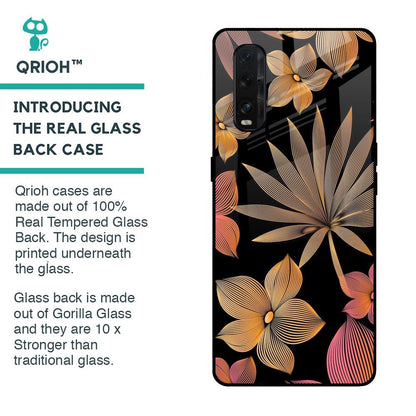 Lines Pattern Flowers Glass Case for Oppo Find X2