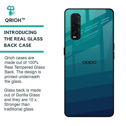 Green Triangle Pattern Glass Case for Oppo Find X2