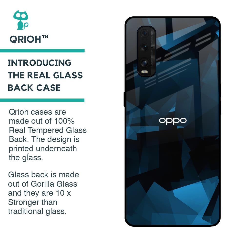 Polygonal Blue Box Glass Case For Oppo Find X2