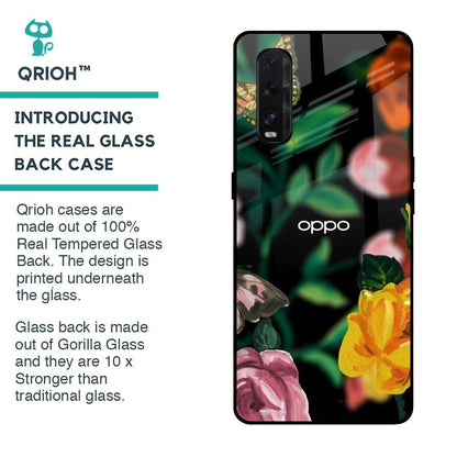 Flowers & Butterfly Glass Case for Oppo Find X2
