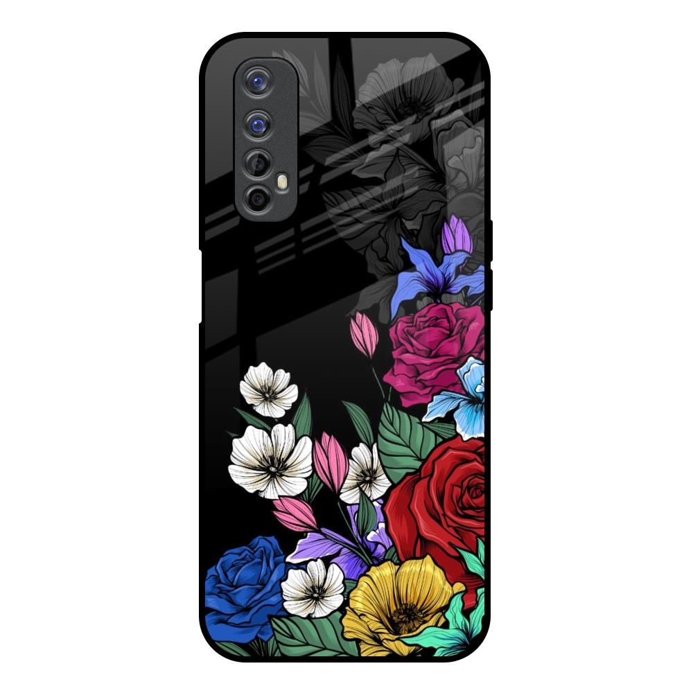 Rose Flower Bunch Art Realme 7 Glass Back Cover Online