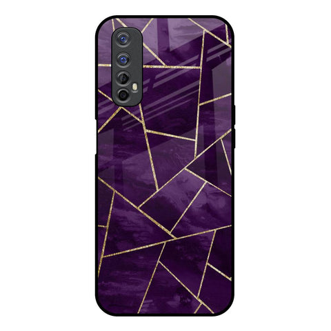 Geometric Purple Realme 7 Glass Back Cover Online