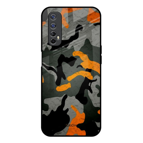 Camouflage Orange Realme 7 Glass Back Cover Online