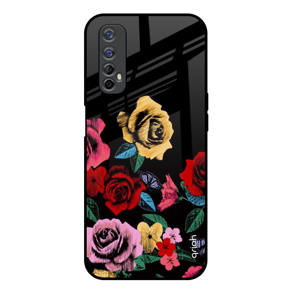 Floral Decorative Realme 7 Glass Back Cover Online