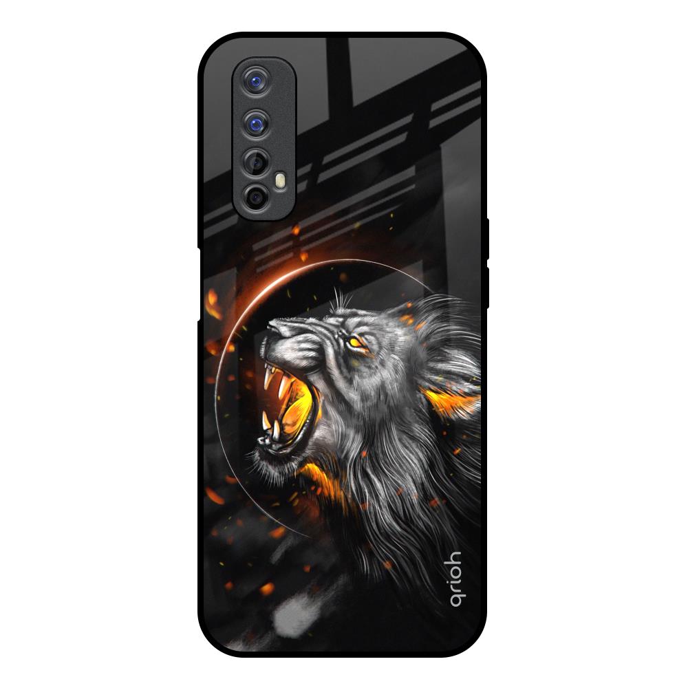 Aggressive Lion Realme 7 Glass Back Cover Online