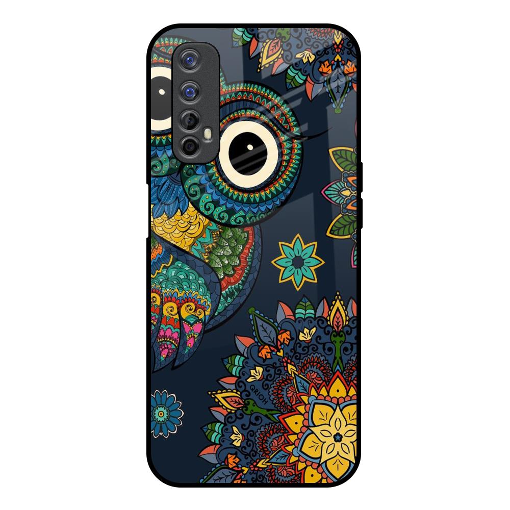 Owl Art Realme 7 Glass Back Cover Online