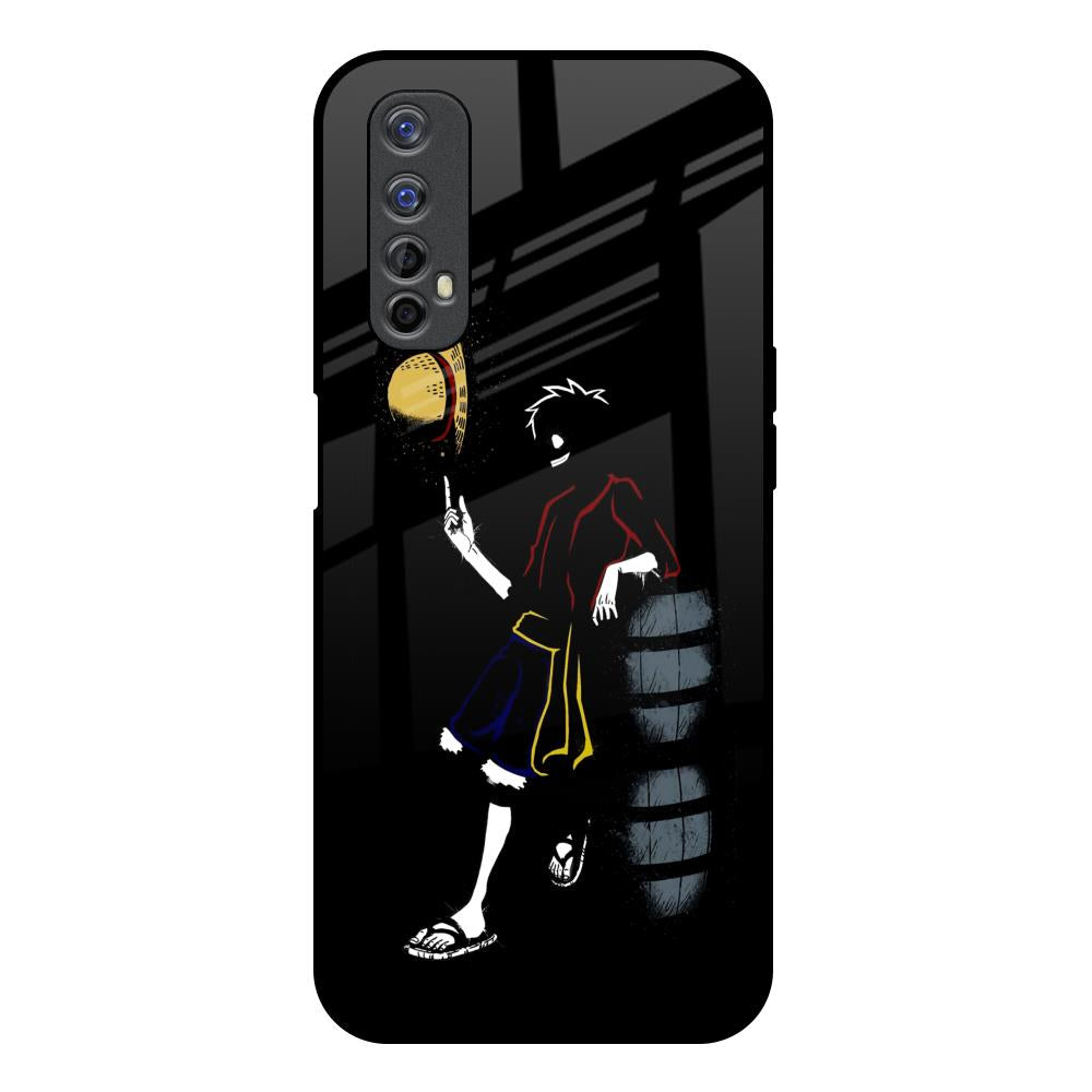 Luffy Line Art Realme 7 Glass Back Cover Online
