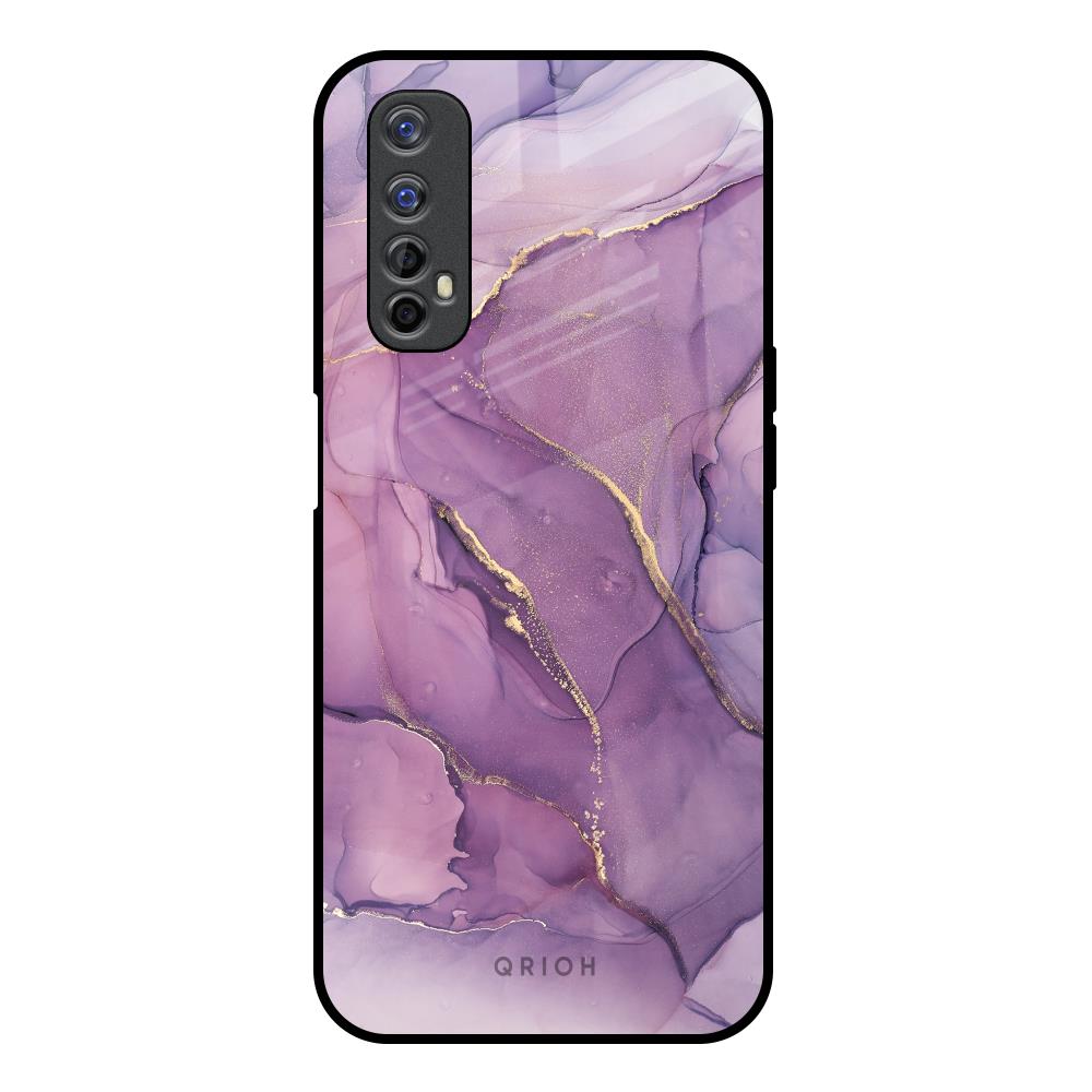 Purple Gold Marble Realme 7 Glass Back Cover Online