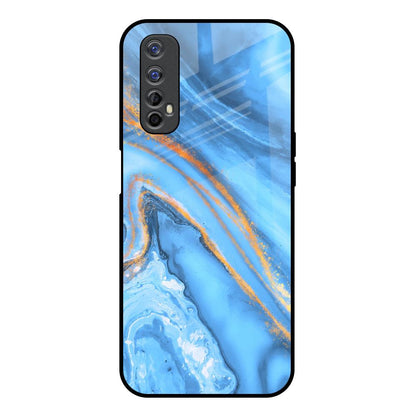 Vibrant Blue Marble Realme 7 Glass Back Cover Online