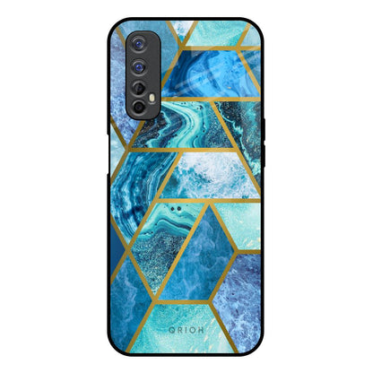 Turquoise Geometrical Marble Realme 7 Glass Back Cover Online