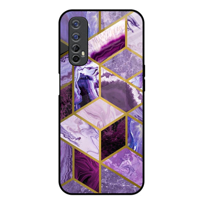Purple Rhombus Marble Realme 7 Glass Back Cover Online
