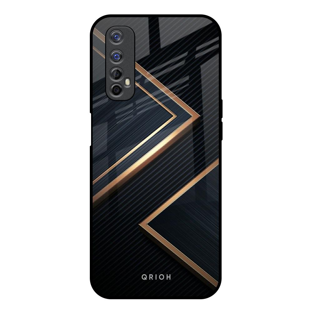 Sleek Golden & Navy Realme 7 Glass Back Cover Online