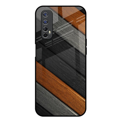 Tri Color Wood Realme 7 Glass Back Cover Online