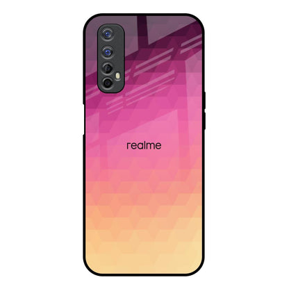 Geometric Pink Diamond Realme 7 Glass Back Cover Online