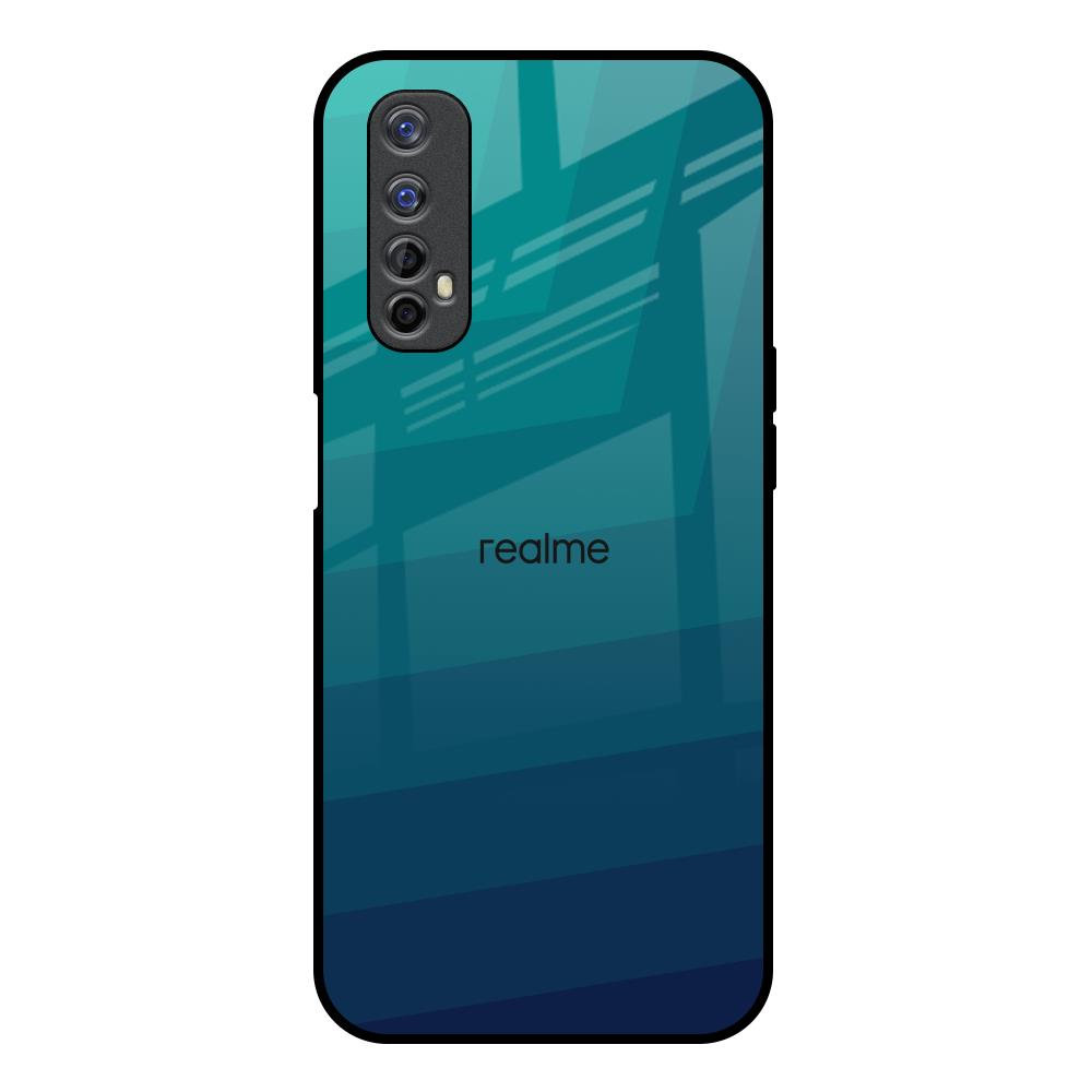 Green Triangle Pattern Realme 7 Glass Back Cover Online