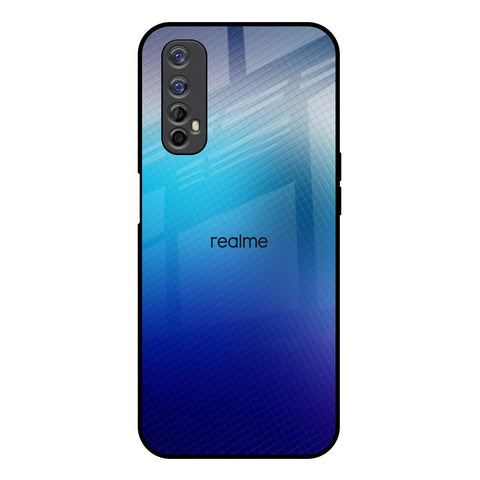 Blue Rhombus Pattern Realme 7 Glass Back Cover Online