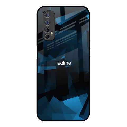 Polygonal Blue Box Realme 7 Glass Back Cover Online