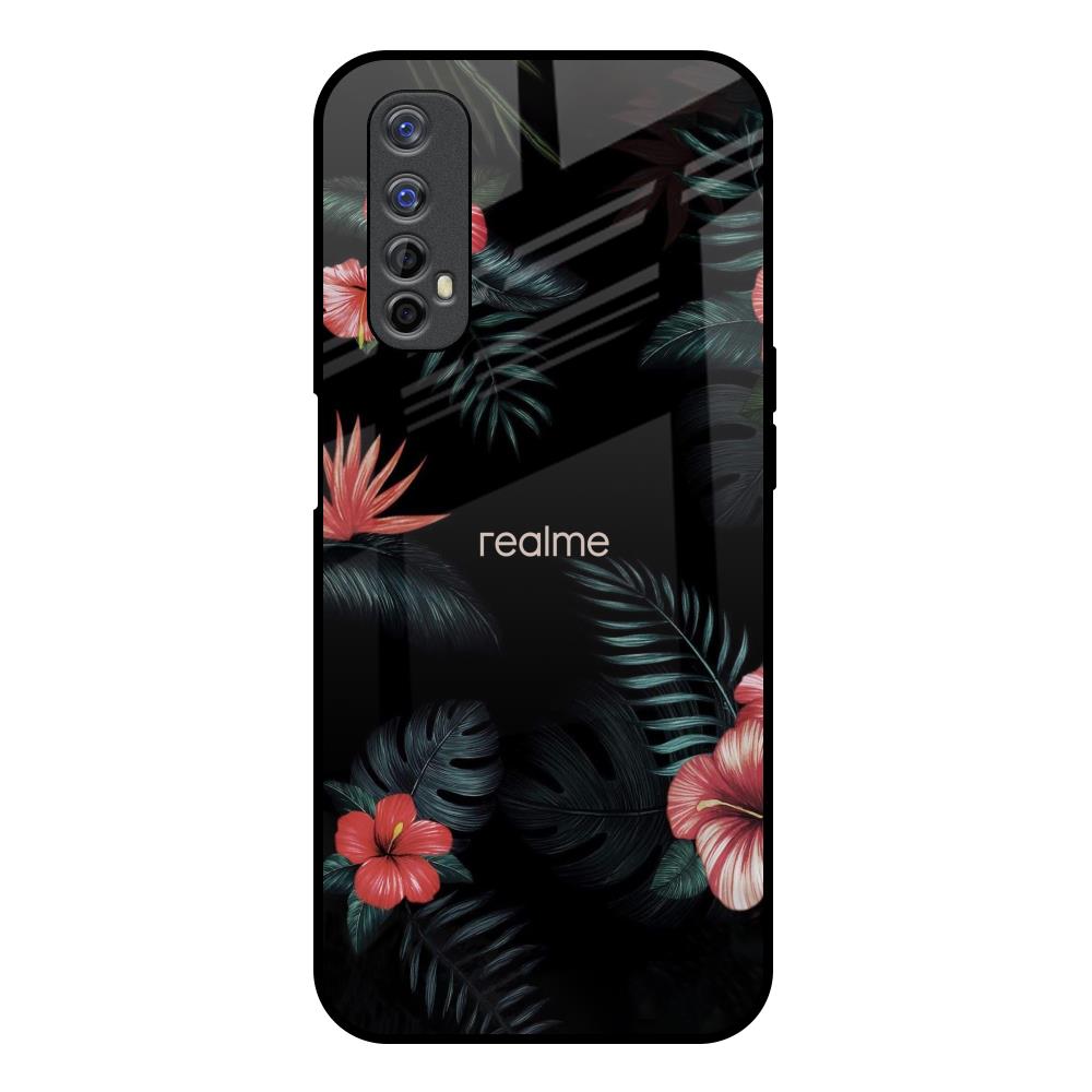 Tropical Art Flower Realme 7 Glass Back Cover Online