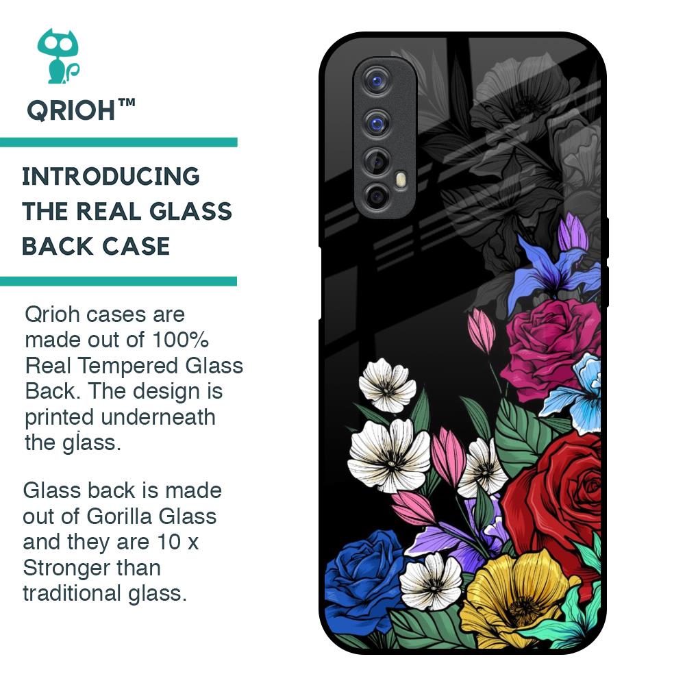 Rose Flower Bunch Art Glass Case for Realme 7