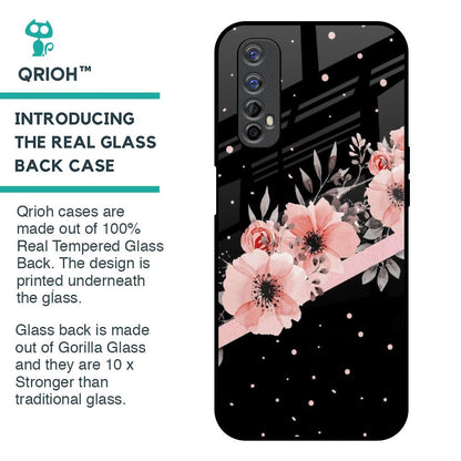 Floral Black Band Glass Case For Realme 7