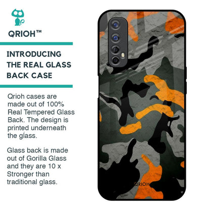 Camouflage Orange Glass Case For Realme 7
