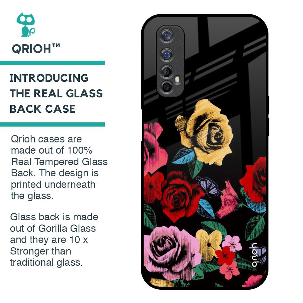 Floral Decorative Glass Case For Realme 7