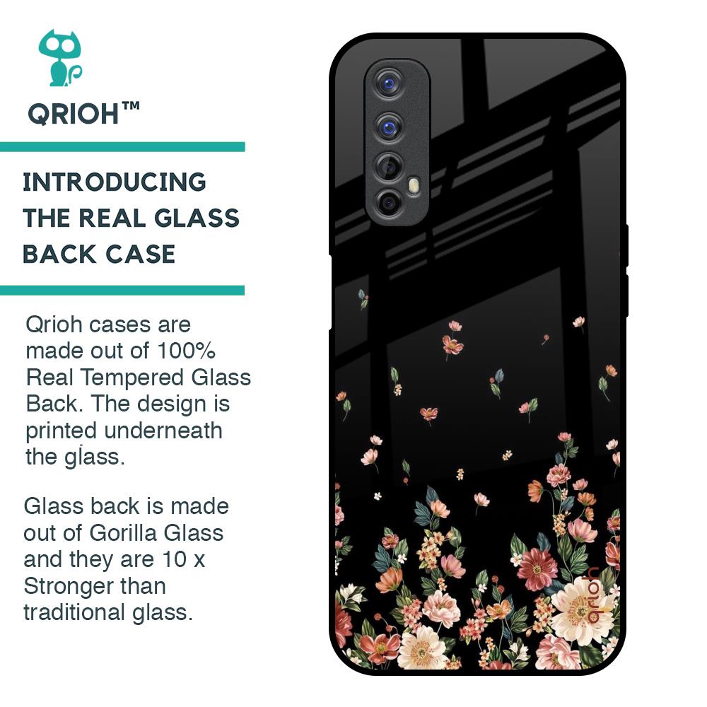 Floating Floral Print Glass Case for Realme 7