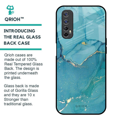 Blue Golden Glitter Glass Case for Realme 7