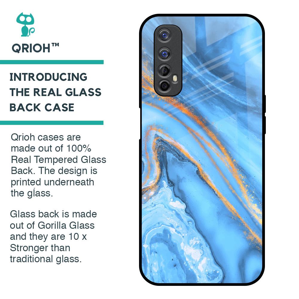 Vibrant Blue Marble Glass Case for Realme 7